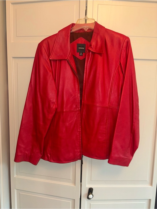 Whet Blu Jackets & Blazers - Red Leather Whet Blu Jacket - Women’s Classic Zip Coat